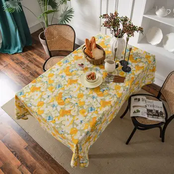 Nordic mały świeży obrus żółty kwiat obraz olejny obrus piknik powietrzu Pad olejoodporny obrus obrus piknikowy