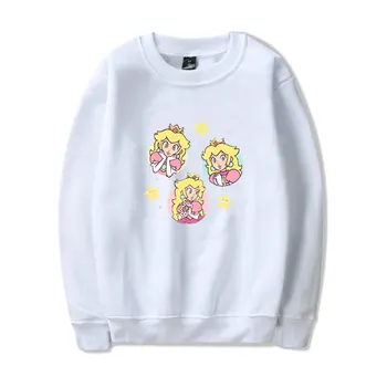 Пуловер с анимационни герои, персонални hoody Princess Peach, Комфортна мъжки/дамски hoody с кръгло деколте