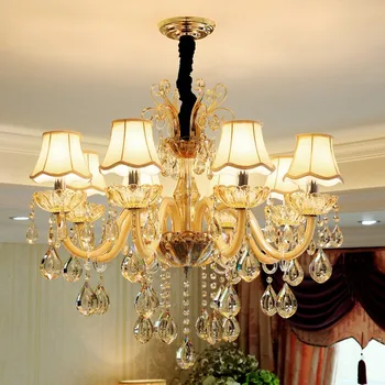 Модерна Луксозна Кристален Полилей За всекидневната, Европейският лампа с абажуром, Окачена лампа за дома и Декоративна Лампа