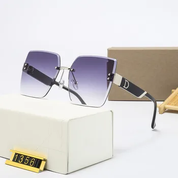 Модни Луксозни Маркови дамски слънчеви очила без рамки За мъже, Реколта дизайнерски слънчеви очила с квадратни червени нюанси, очила с UV400 на едро