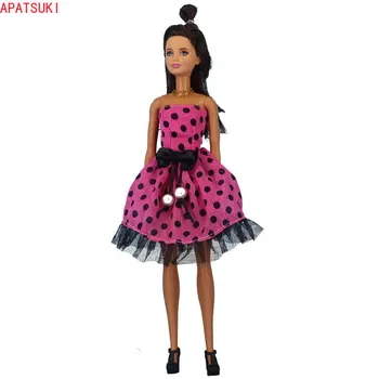 Модно Розово дантелено рокля на точки за принцеси Барби, празнична рокля без ръкави, дрехи за Барби кукли, играчки със собствените си ръце
