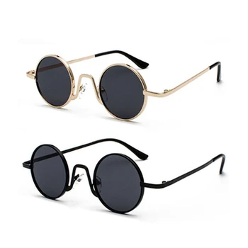 2 Предмета, реколта кръгли слънчеви очила, Брендовый дизайн, Дамски, Мъжки слънчеви очила, Луксозни ретро Очила с Uv400, модерни нюанси, черно + черно-сиво &