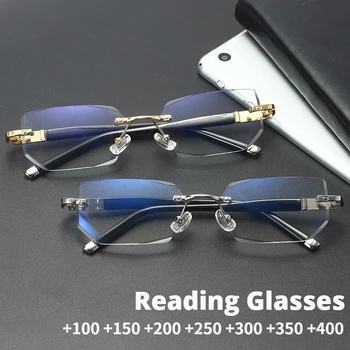 Нови очила за четене със защита от сините лъчи, Мъжки и женски Очила за старческо без рамки, дамски слънчеви очила със синя светлина
