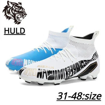 Нов размер на 31-48, професионални футболни обувки унисекс с дълги шипове, футболни обувки на щиколотке, улични билкови футболни обувки, футболни обувки