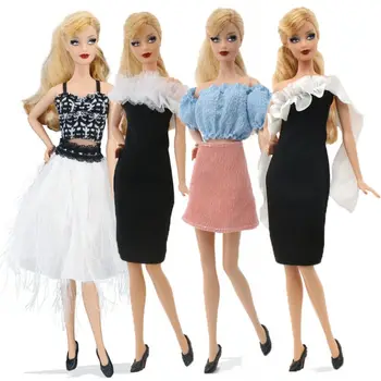 2023 Най-новото куклено рокля, Модни и ежедневни дрехи Ръчна изработка, рокли за момичета с цветен модел, куклени рокли с дължина 30 см, аксесоари за кукли, Подарък играчка за момичета 
