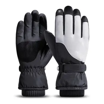 Ветроупорен ръкавици Водоустойчив Ски ръкавици Минерални ски ръкавици със защита на китката Топли зимни ръкавици за жени, ръкавици за моторни шейни