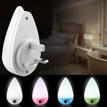 Розово нощно LED интелигентна светлочувствителен енергоспестяващ нощна светлина под формата на капки малка странична лампа за защита на очите в спалнята