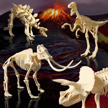 Нов Скелет Трисератопс, стегозавра, Велоцираптора, Мамут, събрани със собствените си ръце модели на динозаври, Пластмасова за деца, детски играчки, подаръци