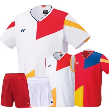 Националната фланелка teamYONEXTennis за бадминтон, тениска с къс ръкав, дрехи, бързосъхнеща спортна риза, топ 10515CR, мъжки дамски поло