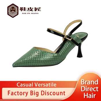Дамски сандали от естествена кожа Leather Занаятчийска 2023, пролет и есен, по Нова мода, универсална мода Baotou, страхотна тънък ток