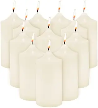 x 6 свещи на полюсите, без мирис за сватби, украса на дома, релаксация, спа, с бездимни хлопковым фитилем. (12 пакети) (бял)