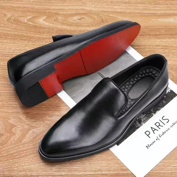 Topvivi/Мъжки Вечерни Дишащи Обувки без с Кафяво-черен цвят; Мъжки лоферы; Модни обувки на равна подметка; Размери 38-48; Мъжки Удобен Модел Обувки