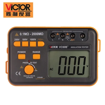 VICTOR VC60B + Цифров Тестер на Съпротивлението на изолацията на Megger MegOhm Метър 250/500/1000 В