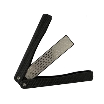 Двустранен diamond sharpener, ръчно за заточване на ножове с фини и груби разгъване, Воденичен камък 400/600 Песъчинки черен цвят
