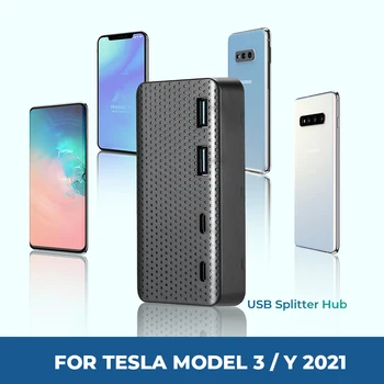 За Tesla, Модел 3 и Y 2021-2023 Автомобилен Тип-C USB Хъб, Зарядно Устройство, кабел за Удължаване Скорост докинг станция, Зарядно Устройство Макс Сплитер Порта USB Аксесоари за Автомобили