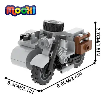 Военни мотоциклети MOOXI, оръжеен блок, строителна тухлена модел, образователна детска играчка за деца, 3D подарък, Сглобяване на детайли MOC5040