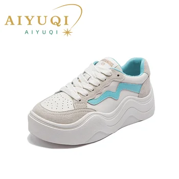 Маратонки AIYUQI/ Дамски Маратонки от естествена кожа, Колекция от 2023 Г., Пролетен Дамски обувки Големи Размери 41-43, Студентски Спортни Обувки на Платформа За Жени