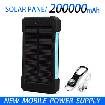 На 200 000 mah външна Батерия Слънчев Power Bank LEDSOS Фенерче Бързо Зареждане на Преносим Водоустойчив Powerbank Smart мобилен Телефон