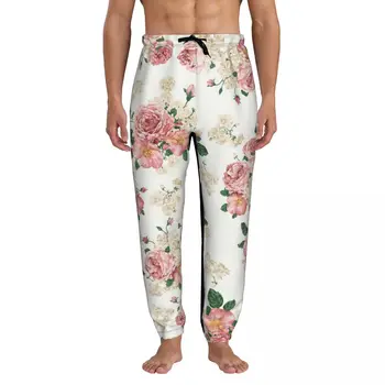 Мъжки Спортни панталони за джогинг в розово цвете с джобове, Спортни панталони с отворен дъното