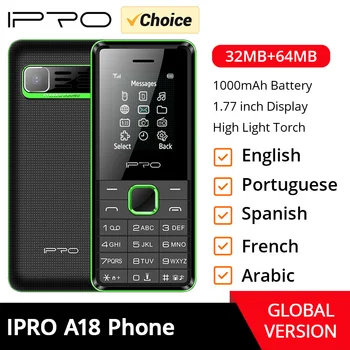 IPRO A18 Функционален телефон 1,77 Инча 128 * 160 Батерия 1000 mah камера Фенерче силно осветление 32 MB ram, 64 MB ROM Многоезичен