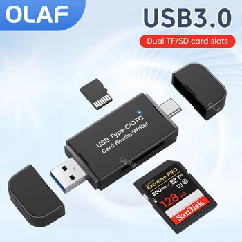 Четец на карти USB3.0 C USB към Micro SD TF Четец на карти за Macbook и PC Аксесоари за преносими компютри Smart Memory Cardreader Устройство за четене на SD карти