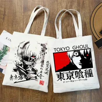 Чанти за пазаруване Tokyo Ghoul Чанта-тоут Kaneki Ken Чанта от Японското Аниме на рамото Холщовые чанти Голям Капацитет Чанта за Колеж