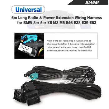 Erisin BMW 3er E46 5er E53 E39 Удължител за Радио и захранващия кабел 6 М Теглене Кабели За Вторичен пазар на Автомобилни Стерео системи Авторадио BM6M
