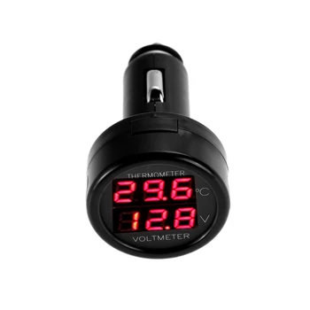 12 В 24 В Дигитален авто волтметър, термометър, Запалки, стил 2 в 1, Монитор, батерия, измерване на напрежение и температура 