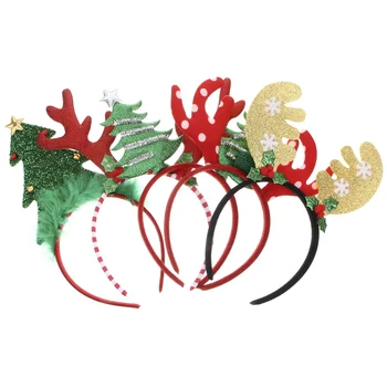 5 бр., Коледни превръзки с оленьими рога, обръчи за косата, празнична прическа, празничен костюм за деца (различни стилове) Halo