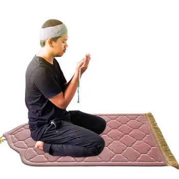 Фланелевый Молитвен килим, Одеяло, за да се поклонят, Коленопреклонение, Килими за пода с релефни, Нескользящий Мек Преносим Пътен Молитвен килим, подарък на Рамадан