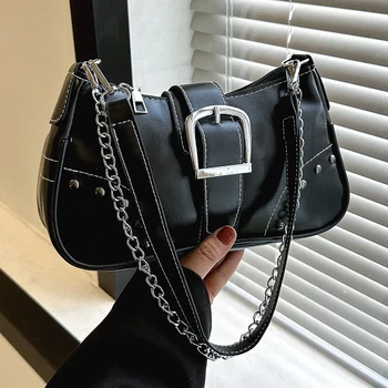 Модерна Дамска чанта през рамо, дизайнерска чанта за подмишниците, чанта под мишката, плиссированная седельная чанта, однотонная чанта-месинджър, чантата, чанти-скитници Y2K