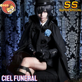 Ciel Funeral Cosplay костюм Аниме Черен Иконом Ciel Cosplay Костюм Фантомхайв и cosplay перука CoCos-SS
