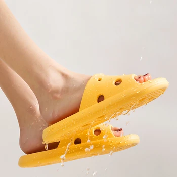 Дамски Домашни чехли с кашкавал за баня, Леки, протичащи от вода Плажни Джапанки, Нескользящая обувки за плуване в басейна