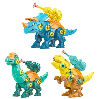 Разбиване на играчките-пъзел на животни, събиране на играчки-динозаври с помощта на отвертка, лесно
