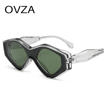 OVZA Ретро vintage слънчеви очила за мъже, слънчеви очила в стил steampunk, дамски слънчеви очила в голяма рамка, със защита от ултравиолетови лъчи в стил пънк S1185