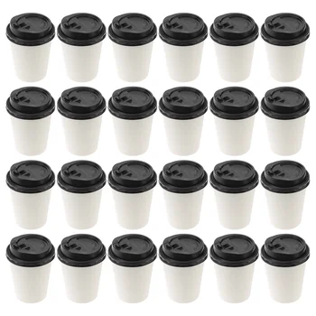 50 Бр Преработени картонени Чаши, Изолирани Капачки за Чаши за кафе