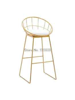 Скандинавски модерен бар маса, стол с висока облегалка, прост семеен стол за кафе, бар стол gold