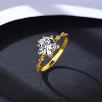 Брилянтният пръстен от сребро 925 проба, не выцветающее, просто японска модерно висококачествено годежен пръстен от сребро, 14, бижута пръстени с gilding