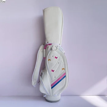 Дамски висококачествена чанта за голф Бял/розов цвят, изкуствена кожа, водоустойчива чанта за голф