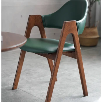 Дървени трапезни столове, Ретро столове с облегалка за кухня, Гъба с висока плътност, Компютърен стол, Удобни мебели за дома
