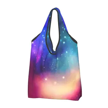 Дамски Ежедневни чанта за пазаруване Galaxy, чанта-тоут Голям капацитет, Преносима чанта за съхранение, Сгъваеми чанти