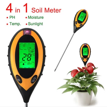 1 С термометър за растения, градина, 4 Монитора на влага в почвата за градинарство, температура осветление за цифрова ферма зададено измерване