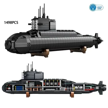 1498 БР. WW2 Военна Униформа Тип 094 Стратегическа Атомна подводница градивните елементи на Кораб-Разрушител на MOC Тухли Оръжие С led Подсветка Детски Играчки