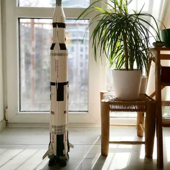 Градивните елементи на Apollo Saturn V 92176, серия тухли Space Rocket Idea забавни играчки за деца, подаръци за рожден ден и Коледа