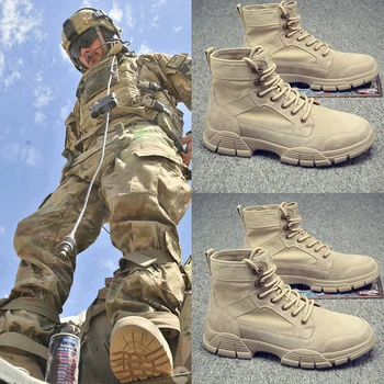 Мъжки демисезонные обувки Martin, улични пешеходни спортни тактически военни зимни обувки плюс кадифе топла кожена памучен обувки