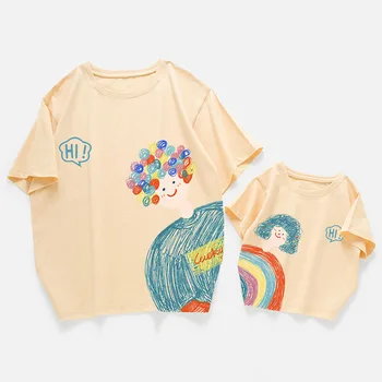 Тениска за мама и деца с анимационни герои, еднакви комплекти за семейството, дрехи за майка и дъщеря, дрехи за малките момичета и момчета