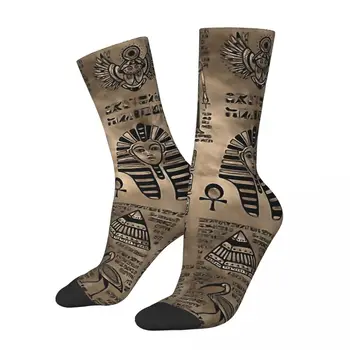 Йероглифи и Божества, Луксозни Златни Чорапи с Египетската Митология, Спортни Чорапи с 3D Принтом За момчета и момичета до средата на прасците