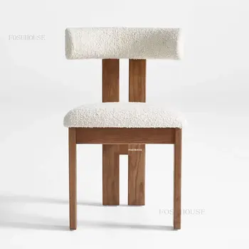 Трапезни столове от масивно дърво в скандинавски ретро стил за кухни, столове за дома трапезария, Прост Дизайн на трапезария стол с облегалка за ресторанта на хотела