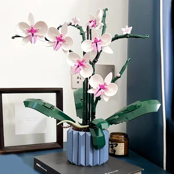 Moc Букет, орхидея, блок, цвете, Роза, растение в саксия, градивни елементи, подходящи за 10311, Романтичен комплект за сглобяване, Строителна играчка, подарък за момичета