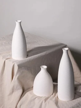 Керамични бяла ваза в скандинавски ins корейски стил, договореност за всекидневната, украса за дома, украса на стаята просто